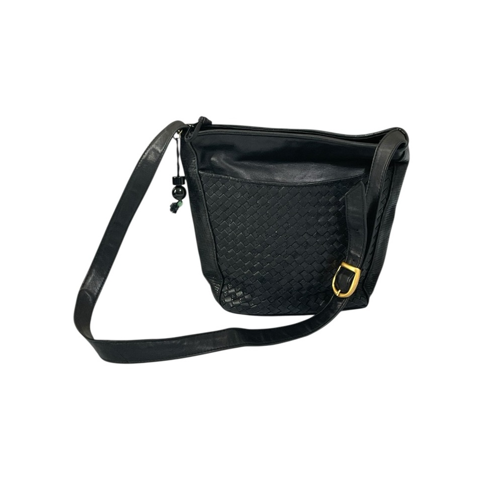 Vintage Ganson‎ Chic Black Woven Crossbody Bag